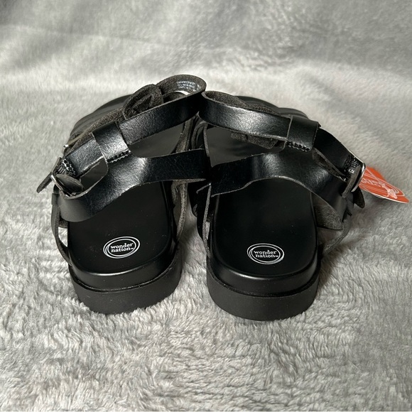 Wonder Nation Gladiator Sandals Girl’s Size 3 Black Strappy Open Toe Shoes - Picture 4 of 9